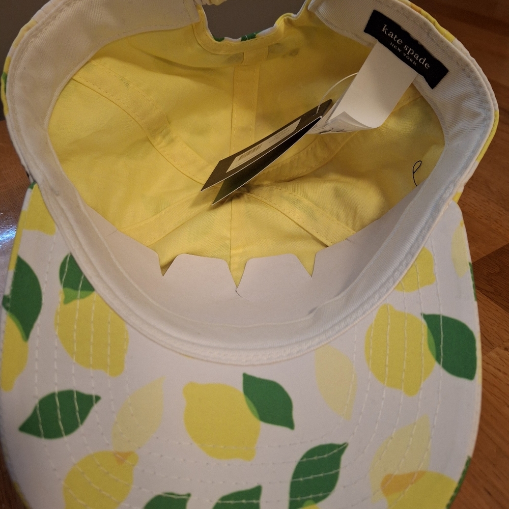 Kate Spade Lemon Printed Slim Bifold Wallet, Cap/ Hat, And Bag Charm Keychain - Picture 9 of 16